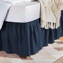 Saia de cama Amazon Basics, leve com babados Queen, azul marinho