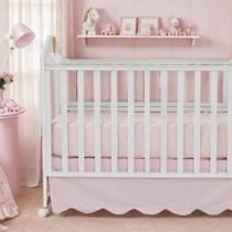 Saia de cama Brandream Scallop Edge Algodão Rosa 132x71x41cm