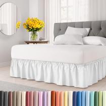 Saia de cama CGK, lençóis envoltos em branco, tamanho completo, 30 cm Saia de cama CGK, lençóis envoltos em branco, tamanho completo, 30 cm