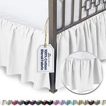 Saia de cama com cantos divididos - Full, White, 18 Inch Drop Cotton Blend Bedskirt (Disponível e 16 Cores) - Blissford Dust Ruffle.