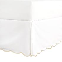 Saia de cama HIG Off-White, borda em forma de vieira, 37 cm
