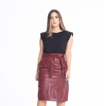 Saia de Couro Midi Vermelho Saia de Couro Midi Vermelho