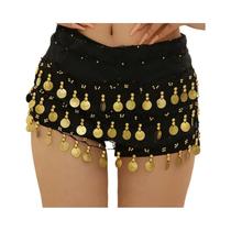 Saia De Dança Do Ventre Em Chiffon Com Moedas Para Yoga E Halloween