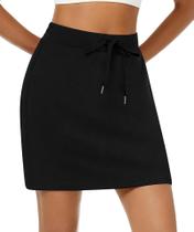 Saia de golfe Casly Lamiit feminina preta para tênis atlética Saia de golfe Casly Lamiit feminina preta para tênis atlética