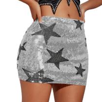 Saia de lantejoulas CULACCINO Metallic Glitter Elástico na Cintura M