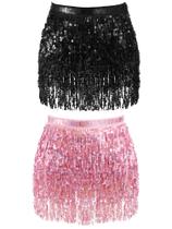 Saia de lantejoulas Syhood LED Light Up Belly Dance 2 unidades