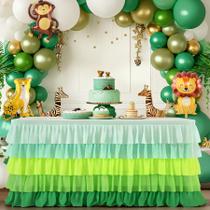 Saia de mesa Besutolife Tutu com babados 76x183cm verde