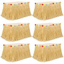 Saia de mesa de grama havaiana Huskein, 6 peças, 274x75 cm, dourada Saia de mesa de grama havaiana Huskein, 6 peças, 274x75 cm, dourada