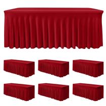 Saia de mesa HolidayIdeas, pacote com 6, elastano vermelho, mesa de 183 cm Saia de mesa HolidayIdeas, pacote com 6, elastano vermelho, mesa de 183 cm