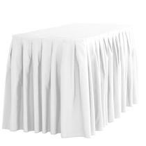 Saia de mesa LTC LINENS branca para mesa retangular de 4 pés ou redonda de 48 polegadas - rodapé de mesa plissado de 14 pés de poliéster para banquetes e casamentos Saia de mesa LTC LINENS branca para mesa retangular de 4 pés ou redonda de 48 polegadas - rodapé de mesa plissado de 14 pés de poliéster para banquetes e casamentos