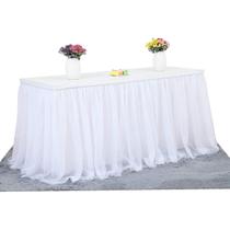Saia de mesa Suppromo de tule branco de 14 pés para mesa retângulo/redonda