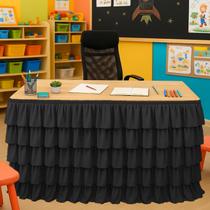 Saia de mesa Wokuaile Black Tutu com babados de 2,7 m para mesa de professores Saia de mesa Wokuaile Black Tutu com babados de 2,7 m para mesa de professores