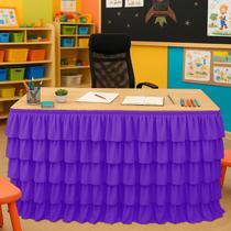 Saia de mesa Wokuaile roxa escura de 2,7 m de poliéster para mesa de professores