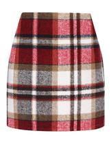 Saia de Natal IDEALSANXUN Fashion Red Xadrez de Lã para Mulheres