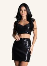 Saia De Paetê Preto Sawary Fashion