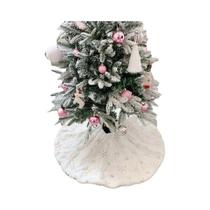 Saia De Pelúcia Branca Com Flocos De Neve Para Árvore De Natal 78-122CM, Capa De Base De Árvore De