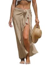 Saia de praia com babados de chiffon CUPSHE, capa de sarongue, marrom, feminina