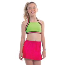 Saia de Praia Infantil Rosa Neon Cecí