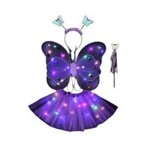 Saia De Princesa Com Luzes LED Em Forma De Asa De Borboleta Luminosa Para Presente De Aniversário Saia De Princesa Com Luzes LED Em Forma De Asa De Borboleta Luminosa Para Presente De Aniversário
