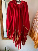 Saia de seda vermelha de Pombagira com pontas assimétricas - Estilo dos Orixás