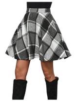 Saia de skatista SweatyRocks xadrez de flanela vintage para mulheres