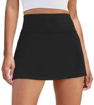 Saia de tênis feminina Skort DLOODA com shorts de bolso pretos Saia de tênis feminina Skort DLOODA com shorts de bolso pretos