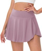 Saia de tênis MAGCOMSEN plissada com bolsos cinza claro roxo S