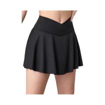 Saia de tênis plissada feminina com bolsos saias de golfe elásticas shorts esportivos atléticos