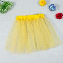 Saia de tule bebê com glitter amarelo