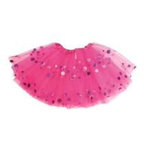 Saia de tule de bolinha infantil - rosa pink - cromus