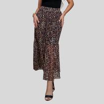 Saia de Tule Forrada Estampada de Onça Cintura Alta Saia de Tule Forrada Estampada de Onça Cintura Alta