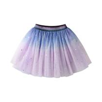 Saia De Tule Gradiente Galáxia Para Meninas Adolescentes, Roxo E Azul, Mini Saia Brilhante Com