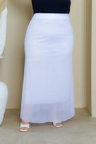 Saia de Tule Longa Sereia Com Forro Moda Evangélica Plus Size