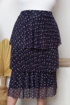Saia De Tule Midi Em Camadas Babados Com Forro G1ao G4 Plus Size
