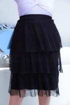 Saia De Tule Midi Em Camadas Babados Com Forro Plus Size Saia De Tule Midi Em Camadas Babados Com Forro Plus Size
