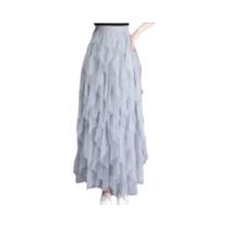 Saia De Tule Plissada De Cintura Alta Feminina Longa Maxi Preto Rosa Primavera Verão Moda Coreana