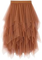 Saia de tule Reaowazo Fairy A-Line de cintura alta Halloween Brown