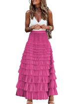 Saia de tule SUNYUESTAR de cintura alta A Line para mulheres rosa XL