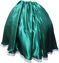 Saia De Umbanda E Candomblé Cetim Verde Barrado Branco