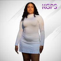 Saia Duas Fendas Basica Elegante Tecido Bengaline Plus Size - Branca Saia Duas Fendas Basica Elegante Tecido Bengaline Plus Size - Branca