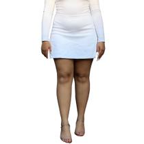 Saia Duas Fendas Basica Elegante Tecido Bengaline Plus Size - Branca Saia Duas Fendas Basica Elegante Tecido Bengaline Plus Size - Branca