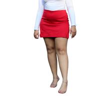 Saia Duas Fendas Basica Elegante Tecido Bengaline Plus Size - Vermelho