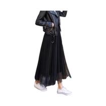 Saia Elegante De Tule De Cintura Alta Para Mulheres, Moda Coreana, Malha Branca E Preta, Plissada,