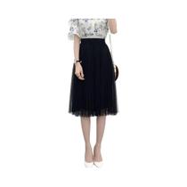 Saia Elegante De Tule De Cintura Alta Para Mulheres, Moda Coreana, Malha Branca E Preta, Plissada,