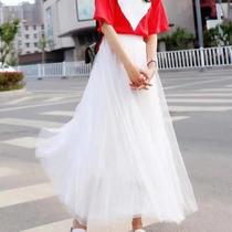 Saia Elegante De Tule Vintage De Cintura Alta Para Mulheres, Plissada Em Malha, Estilo Coreano, Para Saia Elegante De Tule Vintage De Cintura Alta Para Mulheres, Plissada Em Malha, Estilo Coreano, Para