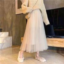 Saia Elegante De Tule Vintage De Cintura Alta Para Mulheres, Plissada Em Malha, Estilo Coreano, Para