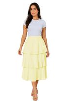 Saia Em Camadas Maxi Midi Três Marias Delicada Viscolinho Feminino Saia Em Camadas Maxi Midi Três Marias Delicada Viscolinho Feminino