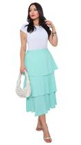 Saia Em Camadas Maxi Midi Três Marias Delicada Viscolinho Feminino
