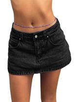 Saia EMMIOL Black Mini Jean para mulheres de cintura média sexy Y2K