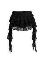 Saia EnchantingEssence Y2K Mini Saia-Short com Babados e Renda Preta M Saia EnchantingEssence Y2K Mini Saia-Short com Babados e Renda Preta M